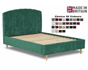 6ft Super King Perth fabric upholstered bed frame,curved, vertical lines head end.